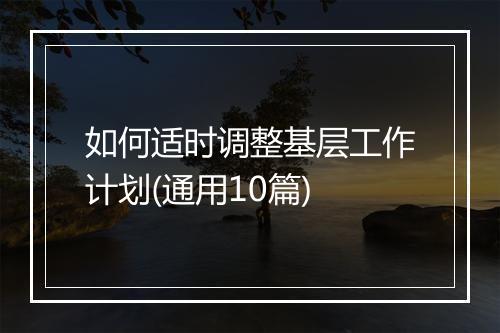 如何适时调整基层工作计划(通用10篇)