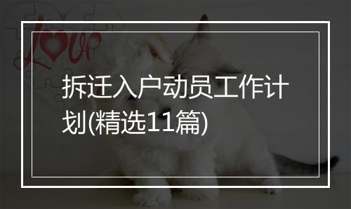 拆迁入户动员工作计划(精选11篇)