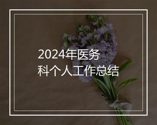 2024年医务科个人工作总结