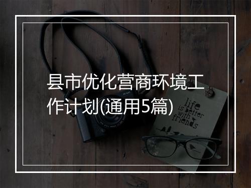 县市优化营商环境工作计划(通用5篇)