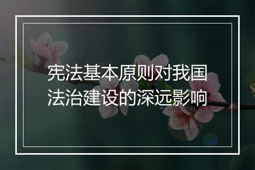 宪法基本原则对我国法治建设的深远影响