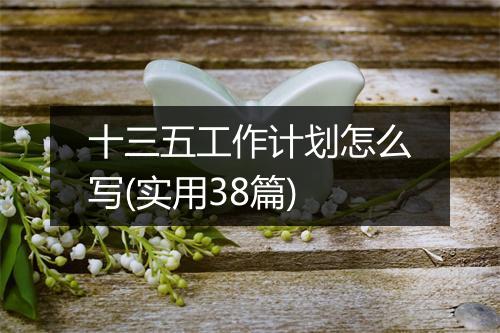 十三五工作计划怎么写(实用38篇)