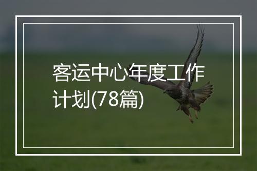 客运中心年度工作计划(78篇)
