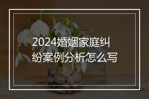 2024婚姻家庭纠纷案例分析怎么写