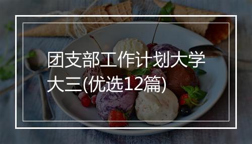 团支部工作计划大学大三(优选12篇)