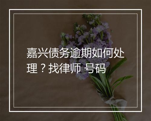 嘉兴债务逾期如何处理？找律师 号码