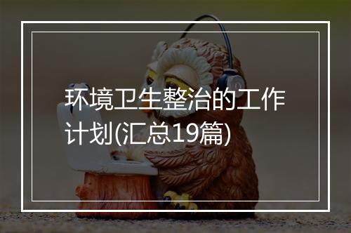 环境卫生整治的工作计划(汇总19篇)