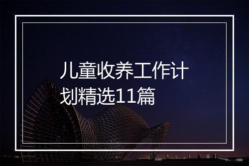 儿童收养工作计划精选11篇