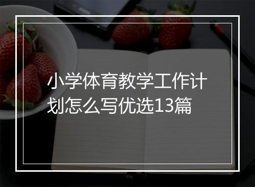 小学体育教学工作计划怎么写优选13篇
