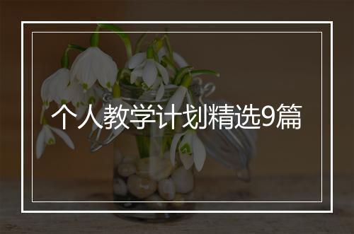 个人教学计划精选9篇