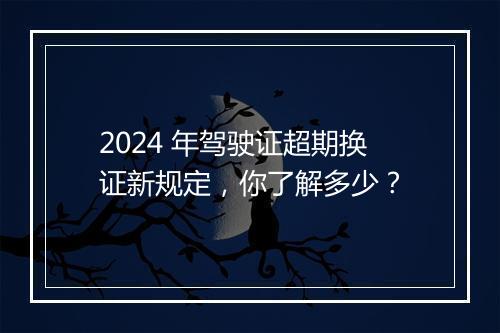 2024 年驾驶证超期换证新规定，你了解多少？