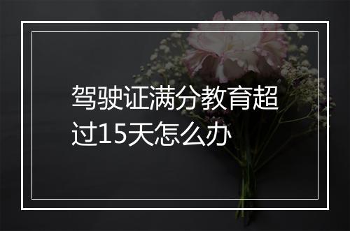 驾驶证满分教育超过15天怎么办
