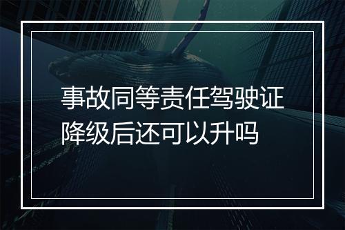 事故同等责任驾驶证降级后还可以升吗