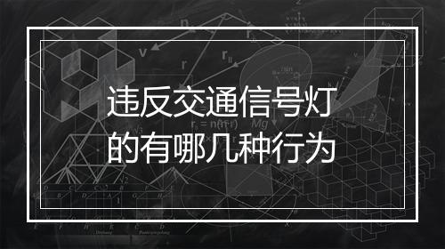 违反交通信号灯的有哪几种行为
