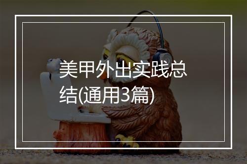 美甲外出实践总结(通用3篇)
