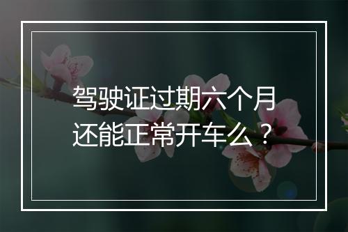 驾驶证过期六个月还能正常开车么？