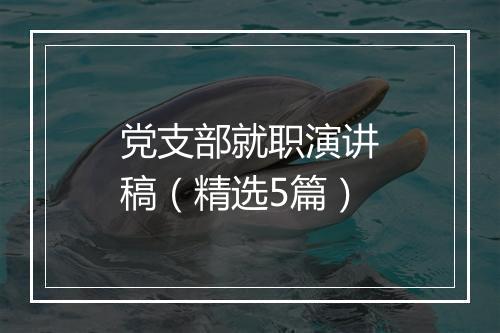 党支部就职演讲稿（精选5篇）