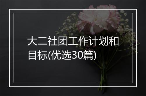 大二社团工作计划和目标(优选30篇)
