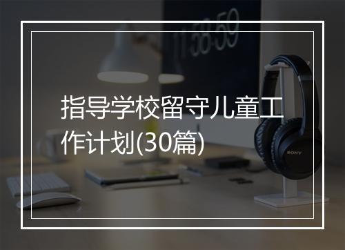 指导学校留守儿童工作计划(30篇)