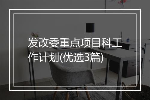 发改委重点项目科工作计划(优选3篇)