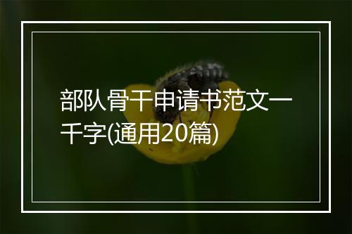 部队骨干申请书范文一千字(通用20篇)