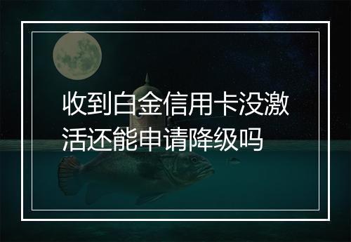 收到白金信用卡没激活还能申请降级吗