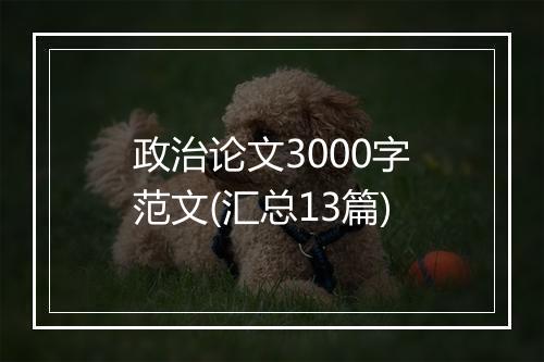 政治论文3000字范文(汇总13篇)