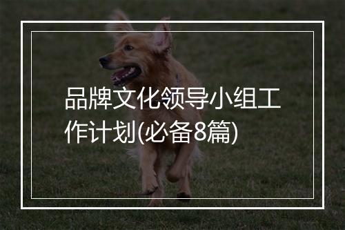 品牌文化领导小组工作计划(必备8篇)