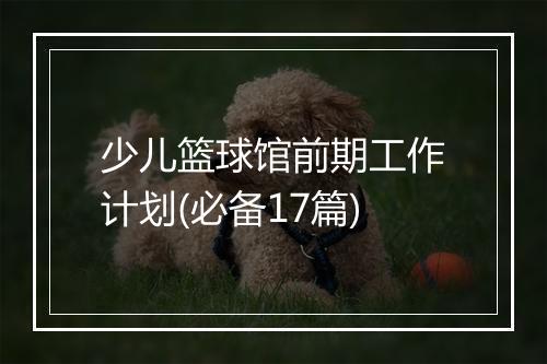 少儿篮球馆前期工作计划(必备17篇)