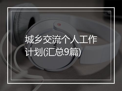 城乡交流个人工作计划(汇总9篇)