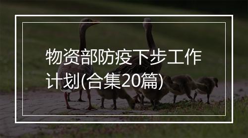 物资部防疫下步工作计划(合集20篇)