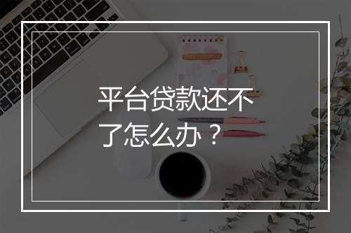 平台贷款还不了怎么办？