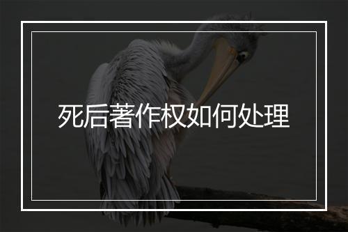 死后著作权如何处理