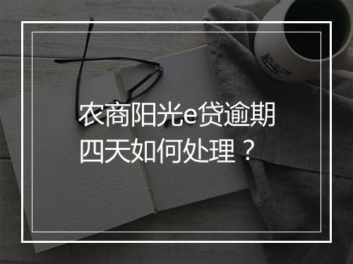 农商阳光e贷逾期四天如何处理？