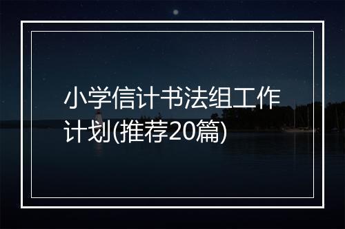 小学信计书法组工作计划(推荐20篇)