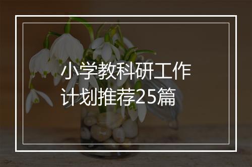 小学教科研工作计划推荐25篇