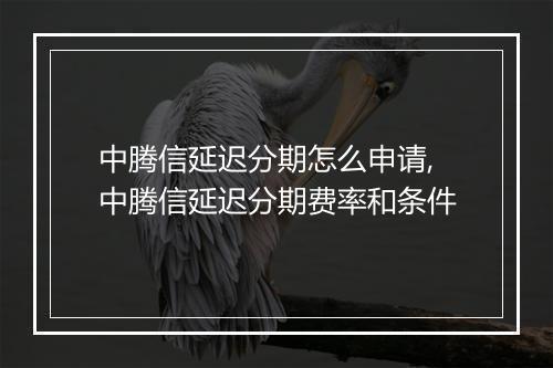 中腾信延迟分期怎么申请,中腾信延迟分期费率和条件