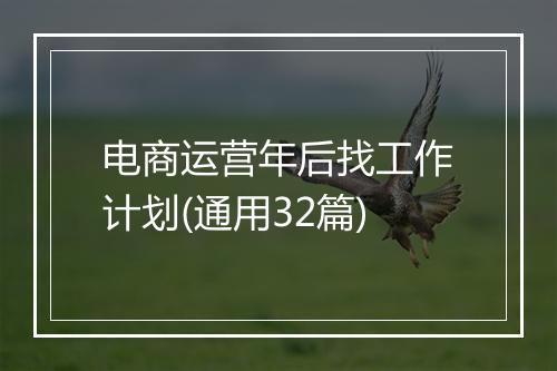 电商运营年后找工作计划(通用32篇)