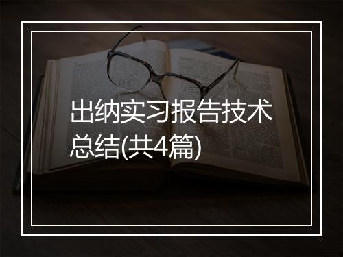 出纳实习报告技术总结(共4篇)