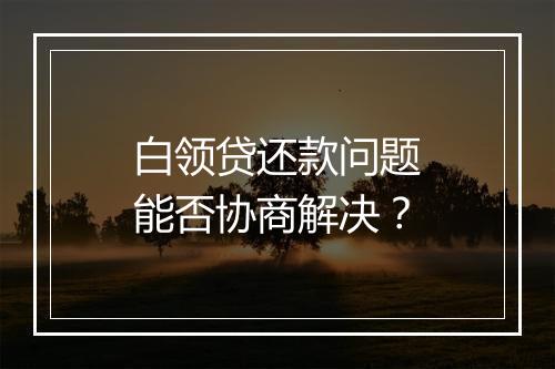 白领贷还款问题能否协商解决？