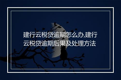 建行云税贷逾期怎么办,建行云税贷逾期后果及处理方法