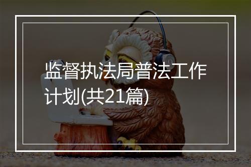 监督执法局普法工作计划(共21篇)