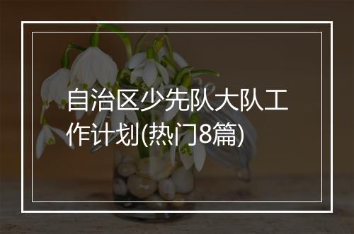 自治区少先队大队工作计划(热门8篇)