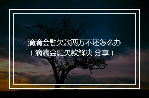滴滴金融欠款两万不还怎么办（滴滴金融欠款解决 分享）