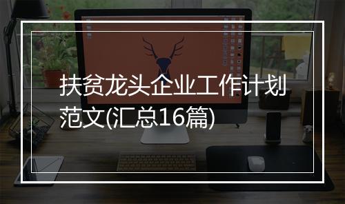 扶贫龙头企业工作计划范文(汇总16篇)