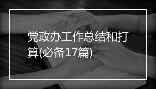 党政办工作总结和打算(必备17篇)