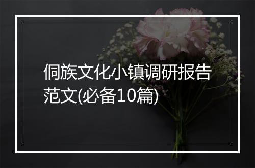 侗族文化小镇调研报告范文(必备10篇)