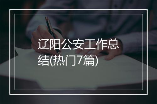 辽阳公安工作总结(热门7篇)