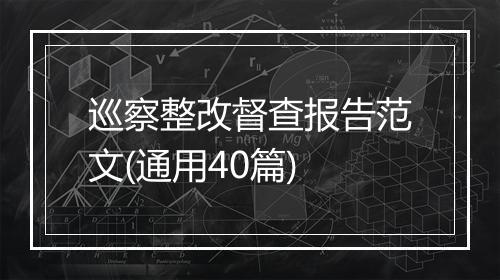 巡察整改督查报告范文(通用40篇)