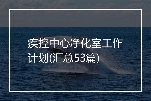 疾控中心净化室工作计划(汇总53篇)